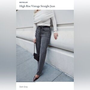 Abercrombie high rise vintage straight dark grey jeans